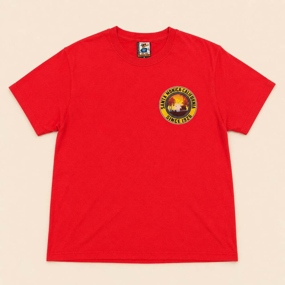 Vintage Santa Monica California Tee Red Graphic Beach Y2K Small